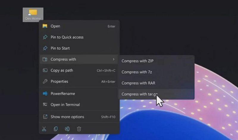 Windows 11 支持 RAR、7zip、Tar 等压缩格式